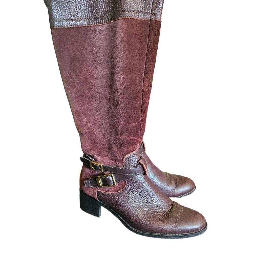 Franco Sarto Boots Womens Size 7.5 Cranberry Red Brown Suede Autumn Western Boho